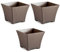 AC - Pack de 3 macetas Cuadrada - Fabricación en plástico – Diseño Rattan – Ideal como macetero, Tiesto, Recipiente para Plantas, Flores, balcón, terraza, jardín – 25 cm – Color Topo