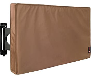 iBirdie Outdoor wasserdichte und wetterfeste TV-Abdeckung für 60 bis 65 Zoll Flachbildfernseher, braun, 600D dicker Stoff, TV-Displayschutzfolie