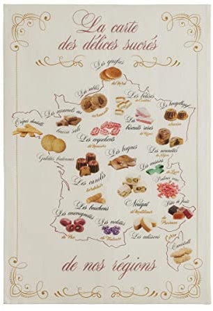Coucke Torchon imprimé en Lin, Carte Gourmande, 50x75cm