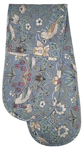 William Morris Strawberry Thief Blue Double Oven Glove Quilted
