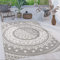 Paco Home Outdoor Teppich wetterfest & robust modernes Mandala & Boho Design pflegeleicht & flachgewebt für Balkon, Terrasse, Garten, Wohnzimmer & Küche Ethno Mandala, Grösse:200x280 cm, Farbe:Grau