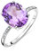 OROVI Damen Goldschmuck, Ring aus Weißgold mit 10 Diamanten 0.04 ct und Solitaire Edelstein rosa Amethyst Geburtsstein 9K (375) Gold, Verlobungsring