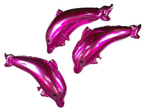 3 Stück Folienballon Delphin PINK DOLPHIN (84cm) Luftballon Heliumballon Tiere Geburtstag Party