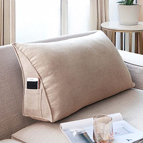 OBTUSS Cuscino triangolare da lettura, per divano e TV, 60 x 35 x 20 cm, cuscino per schienale di divano letto, con fodera rimovibile e lavabile