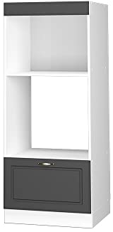 Vicco Mikrowellenschrank Fame-Line, Küchenregal für die Mikrowelle, Anthrazit-Gold/Weiß, 60 cm offen