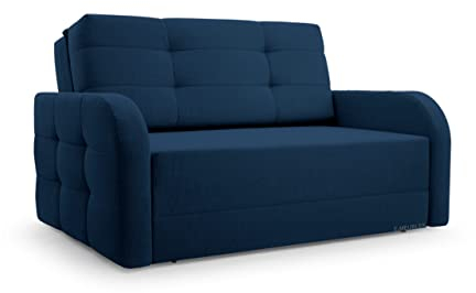 MOEBLO Kindersofa Porto 120 – Schlafsessel Sofa Sessel Jugendsofa Schlafsofa 2-Sitzer Gästebett mit Schlaffunktion und Bettkasten Dunkelblau (BRAGI 86)