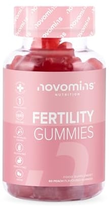 Gommes Fertilité Femme – Acide Folique 400 µg, Inositol, Zinc & CoQ10 – Complément Prénatal Complet – 22 Vitamines, Minéraux & Probiotiques – Végétalien & Sans Gluten – 1 Mois – Novomins