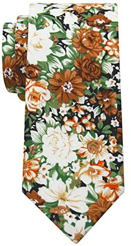 Mantieqingway Herren-Krawatte, Baumwolle, bedruckt, Blumenmuster, schmale Krawatte