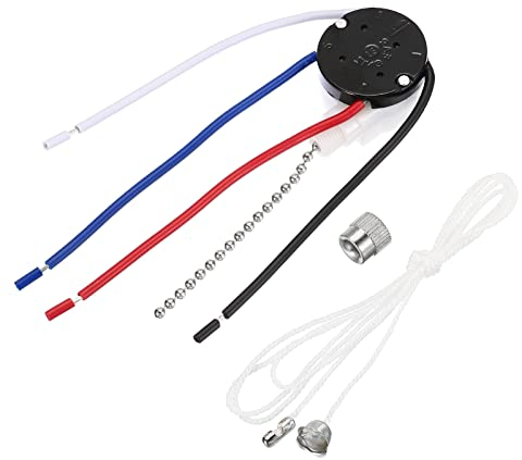 PATIKIL Techo Ventilador Interruptor 3 Velocidad 4 Cable, 2 Paquete ZE-208S E89885 Tirar Cadena Interruptor Ventilador Luz Interruptor Pieza con 4 Preinstalados Cables, Plata Cadena