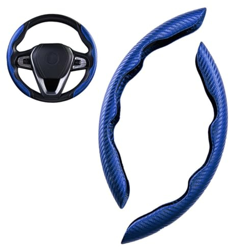 2 Stück Auto Lenkradhüllen Lenkrad Abdeckung,Carbon Universal Lenkradhülle Lenkradabdeckung,segmentierter Lenkradschutz, Anti-Rutsch und langlebig für Lenkräder jeder Größe,Blau