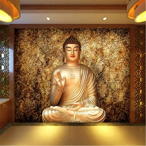 3D Mural Wallpaper Buddhism Statue of Buddha 3D Murals Wallpaper for Bedroom and Living Room Wall Decoration