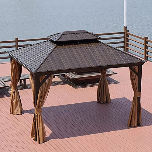 NOWLIN Outdoor Gazebo Courtyard Outdoor Galvanized Sheet Tent Four-corner Pavilion Awning Garden Waterproof Shed Suitable for Terrace Villas