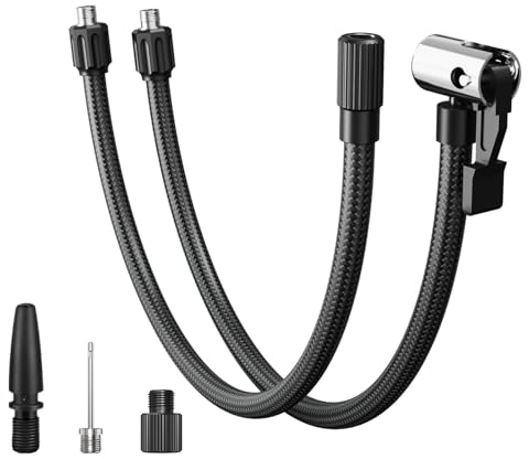 LEXIN Adapter für Französische Ventil, 40cm Luftschlauch mit Adapter für Amerikanische Ventil, 40cm Luftschlauch mit Hebelstecker Air Chuck und Ballnadel