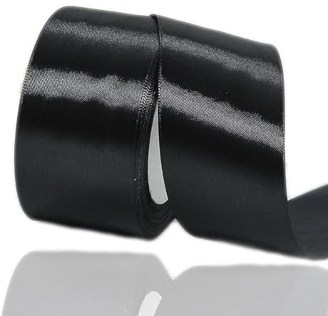Satinband Schwarz 50mm, 22 Meters Dekoration Geschenkband breit Schleifenband, Stoffband für Hochzeit, Taufe und Geburtstag Geschenke