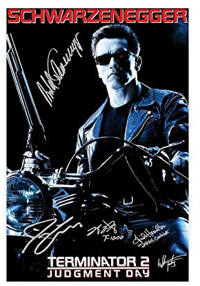 CHIPEL Terminator 2 Judgement Day Schwarzenegger signiertes Poster (1) Leinwand Wandkunst Dekor Druck Bild Gemlde fr Wohnzimmer Schlafzimmer Dekoration ungerahmt 30 x 45 cm