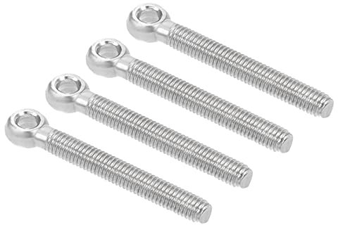 M METERXITY 4 Paquete Ojo Pernos - 304 Inoxidable Acero Roscado Ojo Pernos Maquinaria Hombro Ojo Perno, Anti Resistencia, Aplicar a Colgar (M5 x 40mm, Plateado Tono)
