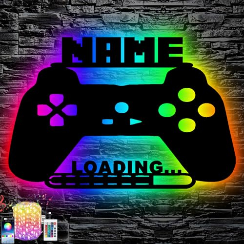 Gaming Zone LOADING ... Led Schild - RGB Gamer Geschenkidee personalisiert Mit Name Zimmer Beleuchtung Wand Lampe - Zimmer Deko - Besondere Geschenke für Videospiel Fans - Jungs Männer Freund