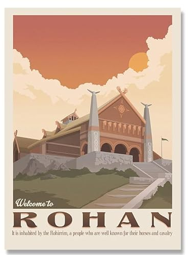 KUYATE Rohan Wandkunst Landschaft Poster Und Drucke Retro Leinwand Malerei für Wohnzimmer Inneneinrichtung Dekoration Bilder 50x70cmx1 Kein Rahmen