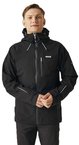 Regatta Men's Okara Waterproof Jacket, Veste imperméable et respirante à fermeture éclair complète Okara pour homme de Homme, Black,