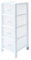 Organizzatore Multifunzione Bianco con 4 Cassetti - Cassettiera Salvaspazio per Camera, Cucina, Ufficio, con Maniglia e Ruote, in Polipropilene, Cassetti Trasparenti, 29.5x38x82 cm