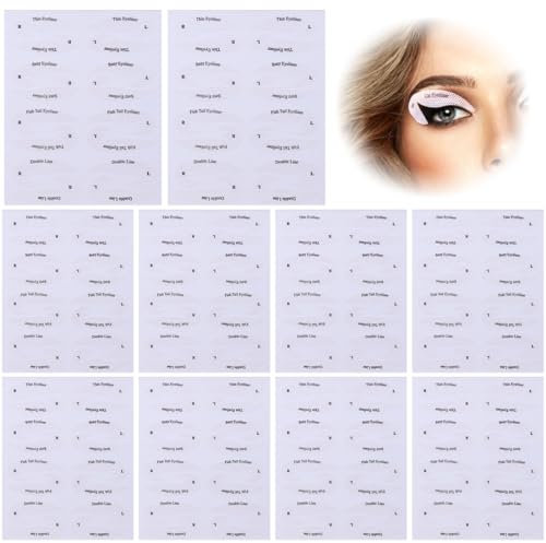 ZOKJSW 80pcs Eyeliner Hilfe, Schablone für Anfänger, Lidschatten Schablone Set mit 10 Blätter Augen Make-up Aufkleber Schablone, Silikon-Eyeliner-Schablonen