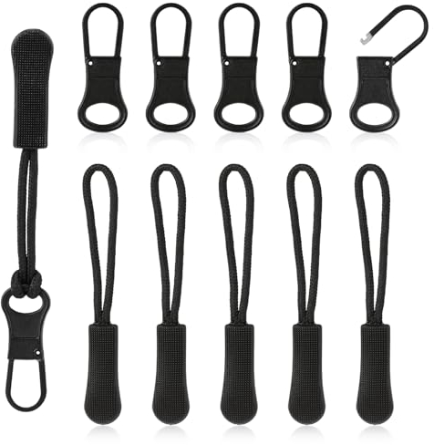 12 Stück Reißverschluss Zipper, Reißverschluss Anhänger, Kordelverlängerungs Fixierer, Abnehmbare Reißverschluss Zuglaschen, Reißverschluss Reparatur Set für Kleidung, Gepäck, Geldbörsen, Rucksäcke