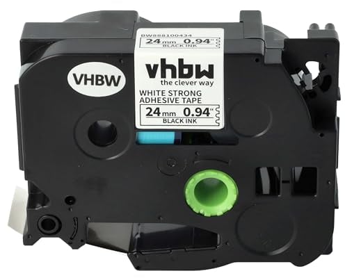vhbw 1x Schriftband-Kassette kompatibel mit Brother PT RL700S, P950W Etiketten-Drucker 8m x 24mm Schwarz auf Weiß, Extra Stark, Laminiert