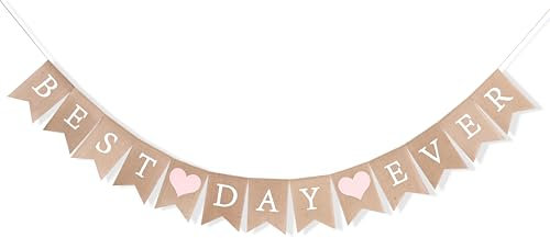 Hochzeits-Party-Dekorationen – Banner mit Aufschrift Best Day Ever, Geburtstagsbanner, Foto-Requisiten, Brautparty-Dekorationen, Verlobter Junggesellinnenabschied, hängende Banner