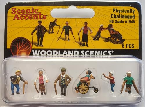 Woodland Scenics A1946 Menschen auf Krücken mit Gehstock im Rollstuhl Figuren Spur H0 HO 1:87 Physikally Challenged