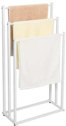 Niceey Toallero de Pie, Soporte de Toallero Independiente, Organizador de Metal de 3 Niveles para Toallas de Baño y Manos, Accesorios de Baño, Blanco