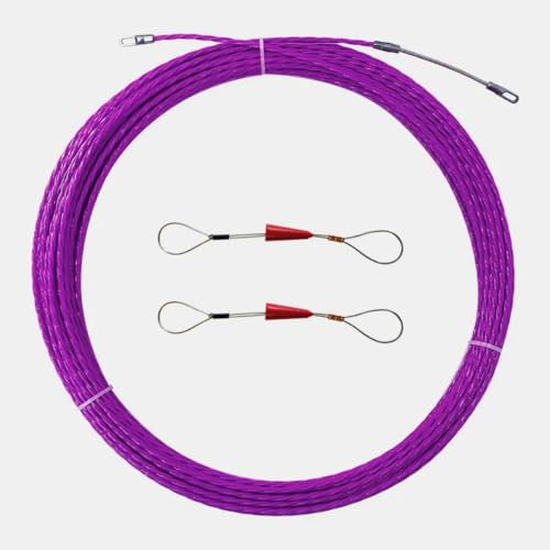 IRSCorp 10M 33ft Fish Tape Cable Puller Kit 4mm PET Electrical Cable Puller Through Wall Wire Guide Device Threader Fish Cable Fastener Purple