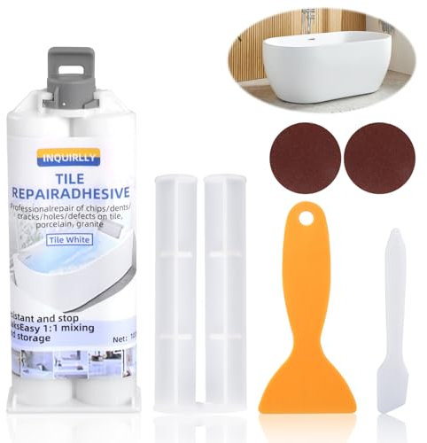 Kit Riparazione Vasca da Bagno Bianco 100 g, Ripara Ceramica Lavandino, Riparazione Piatto Doccia, Kit Smalto Vasca da Bagno, Kit di Riparazione Crepe Vasca da Bagno, per Graffi, Crepe