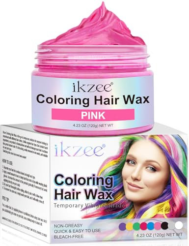 Tinte Pelo Rosa para Mujer Hombre Temporal,Color Cabello Cera,Tinte Instantáneo para Cabello Para Teñir el Cabello,Para Fiestas, Cosplay y Hallowee