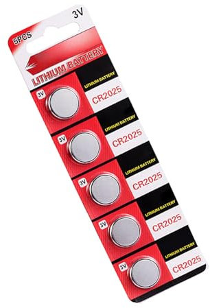 5pc CR2025 3V Lithium Coin Cell Batteries, High Capacity Long Last CR2025 Button Cells 20mm Diameter