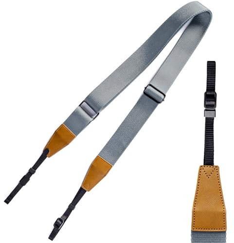 C Coiro Nylon Camera Strap for Dslr Camera Shoulder and Neck Strap, Photography Accessories Adjustable Vintage Double Layer, Gift for Men & Women, Gray Color