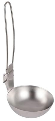 Stainless Steel Ladle - Folding Ladle for Camping | Utensil Sauce with Handle, Nessie Skimmer, Portable Cooking Strainer, Soup Ladle, Spoon with Comfortable Handle for Kitchen or Outdoor Picnic