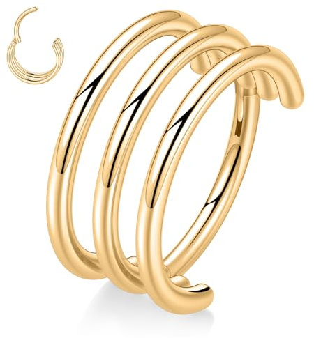 AROWRO 316L Chirurgenstahl Conch Helix Piercing Schmuck Knorpel Hoop Ohrring Septum Ring Nasenring Hoop Rook Lobe Daith Tragus Piercing Schmuck 16G Double/Triple Hoop