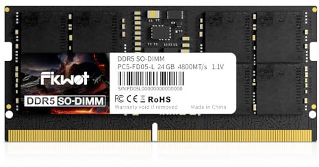 Fikwot DDR5 RAM 24GB 4800MHz CL40 1.1V SODIMM 262 Pin Intel AMD kompatibler Laptop-Speicher für Spiele und den professionellen Einsatz