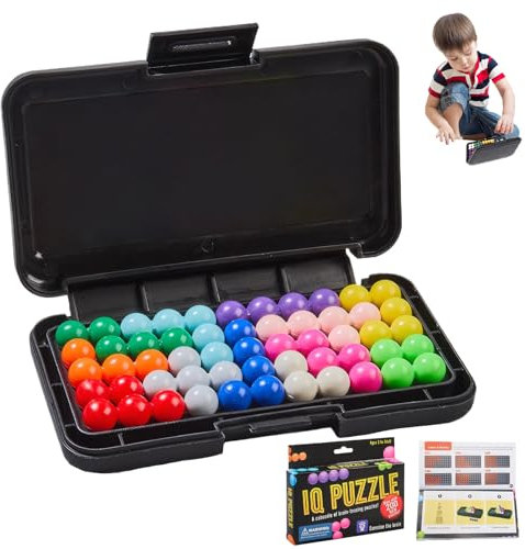 Rbleote Iq Puzzle Schwarz Spiele, Games Regenbogenbälle Intellektuelles Schachbrett Doppelduell, Rainbow Puzzle Schachspiel zur Entspannung und Stressabbau für Kinder und Erwachsene (Mehrfarbig)