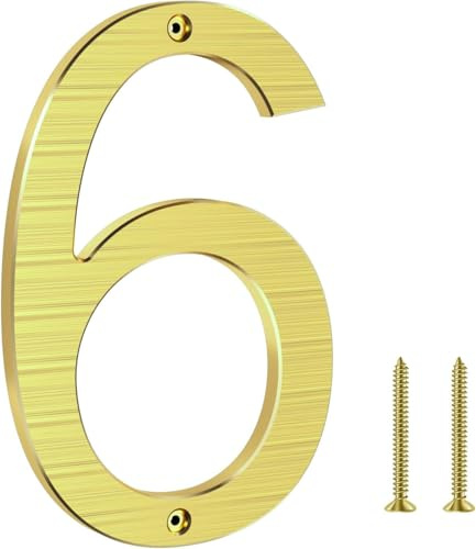 Hausnummer,20cm Aluminium Hausnummer, hausnummer schild,Aus massivem Aluminium mit gebürsteter Oberfläche, Schraubmontage, Witterungs und korrosionsbeständi,für Tür/Wand/Zaun/Garage-Gold Ziffer 6/9