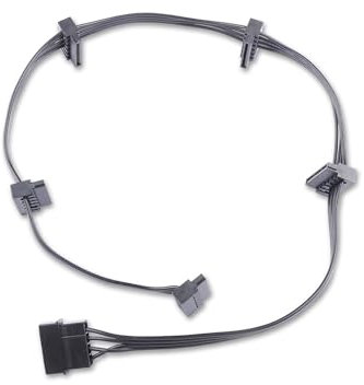 ELFJMZP 4-Pin Molex to 5x SATA Power Cable 60cm 18AWG Tinned Copper - for PC/NAS/Server HDD/SSD Expansion - CE Certified