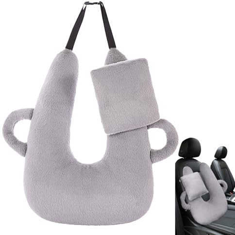 Generisch Reisekissen Kind Nackenkissen Autoschlafkissen Für Lange Reisen U-Form Auto Sicherheitsgurt Kissen Reisekissen Für Kinder Künstliches Kaninchenfell(Kopfstütze Enthalten), 60x43cm