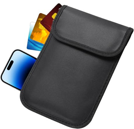 Esncddym Cell Phone Signal Blocking Bag - Cell Phone Jammer Blocking Pouch | Privacy Protection Anti-Theft Wallet for Data Security Electronic Devices Driving Travel Black