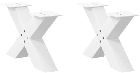 QUAHEAS Couchtischbeine X-Form, 2 STK. Weiß, 50x30-31 cm Stahl, robust, verstellbare Füße, für Wohnzimmertische