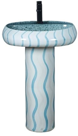 Pedestal Sink Modern Creative Pedestal Basin Vertical Ceramic Wash Basin Bathroom Floor-Standing Integrated Pedestal Wash Basin Bathroom Pedestal Sink