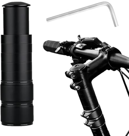 Rthynti Bike Stem Riser, 28.6mm Bike Stem Riser Extender, Bike Fork Stem Riser Bicycle Aluminum Alloy Bicycle Handlebar Raiser Adapter for Bicycle Cycling Mountain Bike MTB(Black)