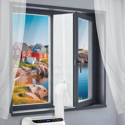 Klimaanlage Fensterabdichtung, Fensterabdichtung für Mobile Klimageräte, Wäschetrockner, Ablufttrockne, Hot Air Stop Geeignet für Universell Fenster, Flügelfenster, Dachfenster, Kein Bohren, 500CM