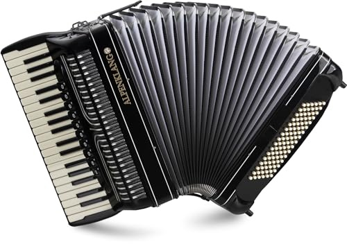 Alpenklang Pro Akkordeon IV 96 CM Elite - Diskant: 38 Tasten, 4-chörig, 9+1 Register, mit Cassotto - Bass: 96 Bässe, 4-chörig, 4 Register - a Mano A Stimmplatten - inkl Koffer und Riemen - Schwarz