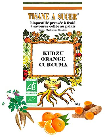 Bio Pastilles Tisane à Sucer Kudzu Orange Curcuma Bio - 15g - 25 pastilles