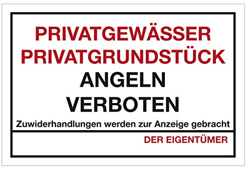WANDKINGS Hinweisschild - Privatgewässer Privatgrundstück Angeln verboten! - stabile Aluminium Verbundplatte - Wähle eine Größe - 30x20 cm